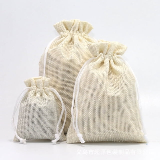 Bolsa de regalo de Navidad para guardar joyas, bolsita con cordón, bolsa de lino de imitación