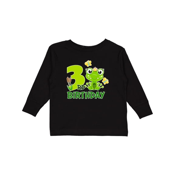 Inktastic 3rd Birthday Princess Frog Girls Long Sleeve Toddler T-Shirt