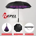 thumbnail image 6 of Repel Reverse Umbrella, Inverted Technology, Windproof Fiberglass Ribs, Teflon (Purple Flower), 6 of 6