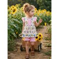 thumbnail image 6 of RUINIXCW Kids Toddler Baby Girl Back to School Outfit Kids Summer Kindergarten Outfits Little Girls First Day of School Outfit Pencil Apple Flying Sleeve Babydoll Shirt Tops and Bow Ruffle Shorts Set, 6 of 9