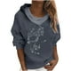 thumbnail image 1 of Moda Mujer O-cuello Camiseta de manga larga Estampado con capucha Blusa de bolsillo Tops Fridja fksj3190, 1 of 4