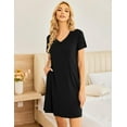 thumbnail image 3 of Ekouaer 2 Pack Womens V-Neck Nightgowns Soft Short Sleeve Sleepdress with Floral Print and Pockets, 3 of 7