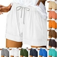 thumbnail image 5 of Qeaghou Casual Shorts for Women 2024 Summer Drawstring Beach Shorts Comfy Loose Elastic Waist Lightweight Shorts With Pockets, 5 of 6