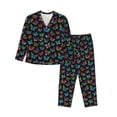 thumbnail image 1 of Balery Multicolored Butterflies Conjunto de Pijama con Estampado para Mujer, Conjunto de Dos Piezas con Manga Larga, Ropa de Dormir Suave con Bolsillos, Pijamas Cómodos-X-Large, 1 of 7