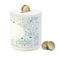 thumbnail image 3 of Teal and White Piggy Bank, Christmas Themed Circular Composition with Different Ornamental Snowflakes, Ceramic Coin Bank Money Box for Cash Saving, 3.6" X 3.2", Teal White, by Ambesonne, 3 of 4