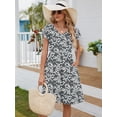 thumbnail image 2 of Chiclily Summer Dresses for Women Ruffle Sleeve Midi Dress Boho Beach Sundress with Pockets, Grey Sakura L, 2 of 7