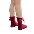 thumbnail image 2 of Kmbangi Kids Socks Toddler Solid Color Short Tube Socks with Big Bowknot, 2 of 9