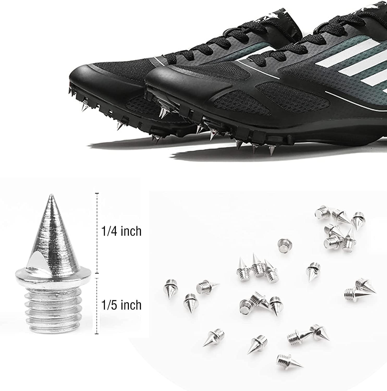 110pcs 1/4 Inch Track Spikes for Track Shoes, Stainless 110pcs 1/4 Inch Track Spikes for Track Shoes, Stainless