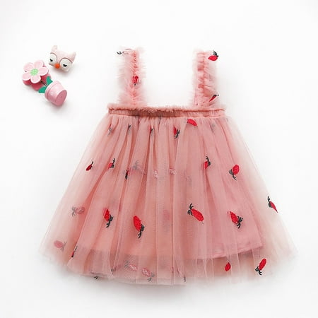 

Rewenti Summer Lovely Baby Girls Sweet Dress Strap Sleeveless Flowers Printed Lace Sundress Girl s Gift Watermelon Red 2 Years