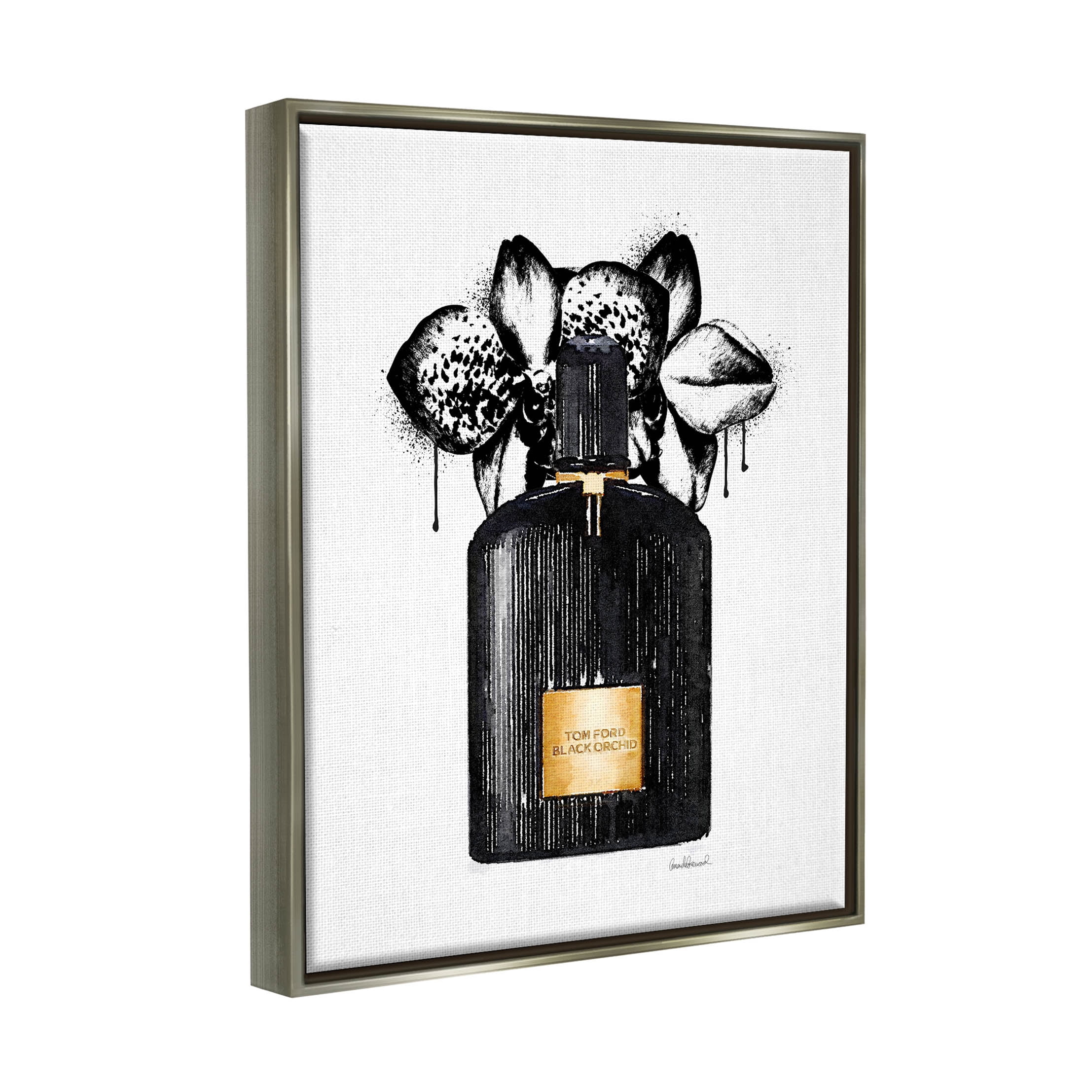 Glam Perfume Urban Drip Beauty & Fashion Graphic Art Luster Gray Framed Art Print Wall Art