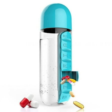

New Capsule Cup Medicine Box Water Cup with Medicine Box Seven Days Medicine Box Water Cup with Medicine Box Water Cup Blue