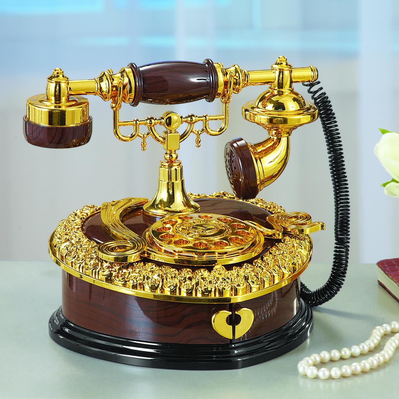 Collections Etc Antique Telephone Music Box Keepsake