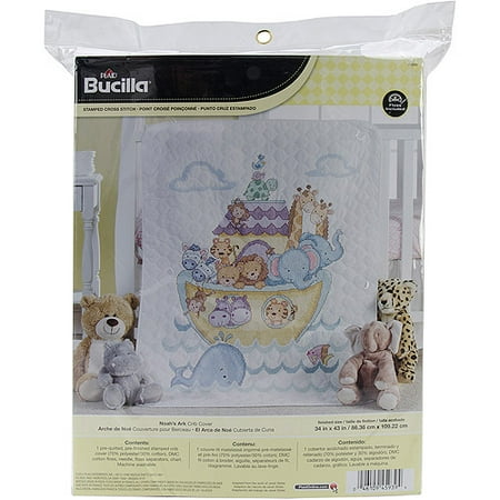 Crib Cover Stamped Kit - Noah's Ark Crib Cover Stamped Cross Stitch Kit, 34