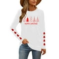 thumbnail image 6 of HOMBOM Womens Christmas Shirts Long Sleeve Outfits Funny White Reindeer Crewneck Xmas T Shirts for Women, 6 of 9