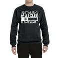 thumbnail image 2 of Wild Bobby Installing Muscles Please Wait… Gym/Workout Unisex Crewneck Graphic Sweatshirt, Black, Small, 2 of 5