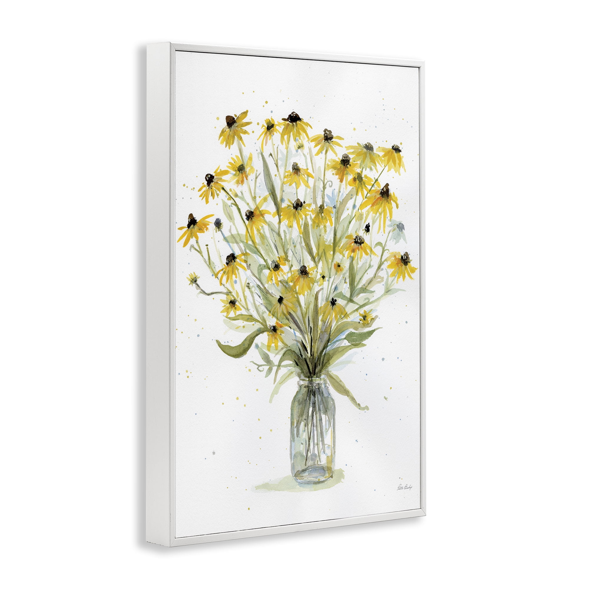 Stupell Industries Black-Eyed Susans Botanical & Floral Painting White Framed Art Print Wall Art, 16 x 24
