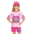 thumbnail image 2 of Sanphen Outfit For Girls Size 1-2 Years Lightweight Soft Short Sleeve Crew Neck Letter Print Tops With Shorts Set Summer School Dailywear Girls Clothes Set Hot Pink, 2 of 8