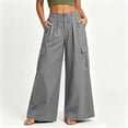thumbnail image 7 of Ozmmyan Womens Wide Leg Pants for Womens Drawsting High Elastic Waist Cargo Pants With Multi Pockets, 7 of 7