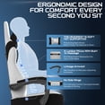 thumbnail image 4 of SOONTRANS Fabric White Gaming Chair with Footrest, Linen Ergonomic Computer Chair with Massage Lumbar Pillow, Gamer Chair with Adjustable Headrest, Comfortable Office Chair for Home, White, 4 of 10