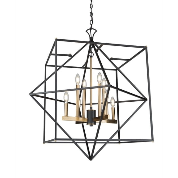 AC11208-Artcraft Lighting-Roxton - 8 Light Chandelier-Matte Black/Harvest Brass Finish