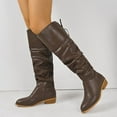 thumbnail image 2 of Taqqpue Women's Knee High Boots Coffee Stylish Round Toe Tall Riding Boot Fall Winter Over The Knee British Style Motorcycle Knight Boots for Women, 2 of 9