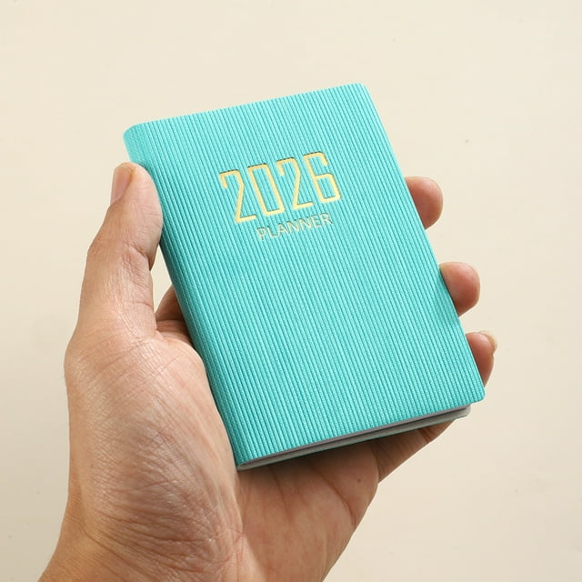Djiypn Pocket A7 Mini Planner Notebook 2026 - Small Daily Planner Notepad Tiny Lined Journal for Office Home Writing Supplies - Cyan Mini Planner