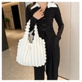 thumbnail image 2 of Striped Design Plush Bag Winter Fashion Shoulder Armpit Bags Large Capacity Furry Handbags Portable Cute Shopping Tote Bag, 2 of 10