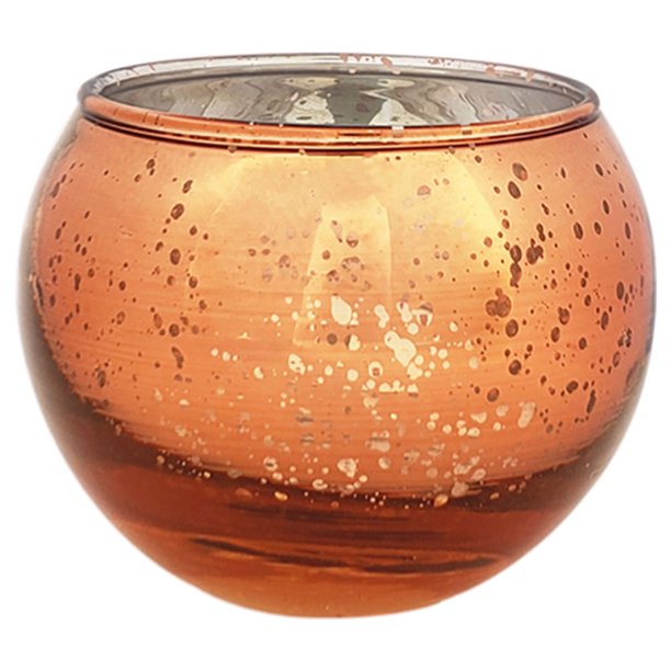 Just Artifacts 2Inch Speckled Copper Round Mercury Glass Votive Candle