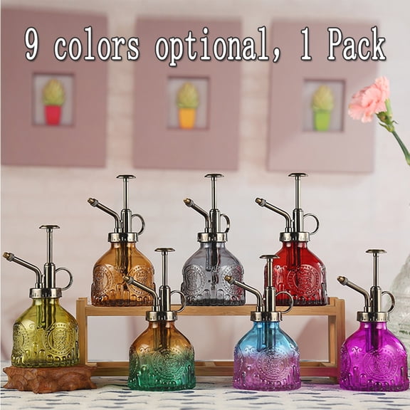 Happy Date Glass Plant Mister Spray Bottle 200ML, Spray Mister for Plants Vintage Style Decorative Watering Spray Bottle for Indoor Gardening with Top Pump,9 colors
