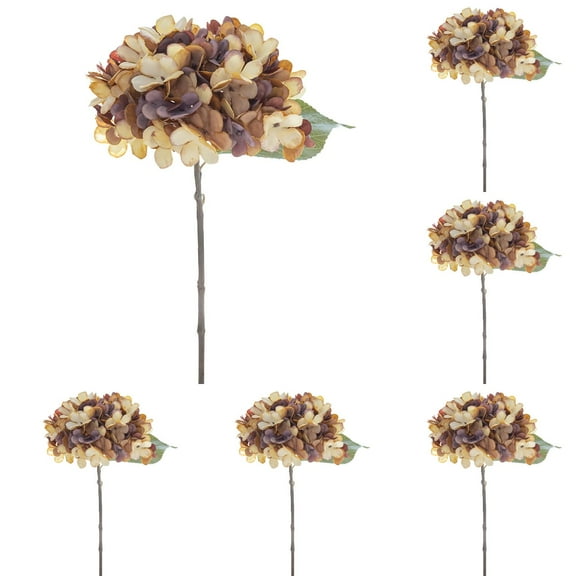 6pcs Cream Artificial Hydrangea Flowers with Stems 13" Silk Faux Hydrangea Bouquets for Wedding Party Home Table Centerpieces, Yellow, Indoor/Outdoor Decor