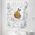 thumbnail image 1 of Fitness Tapestry, Live Healthy Themed Orange Slice Gym Items Yoga Japanese, Fabric Wall Hanging Decor for Bedroom Living Room Dorm, 5 Sizes, Black White Orange, by Ambesonne, 1 of 1
