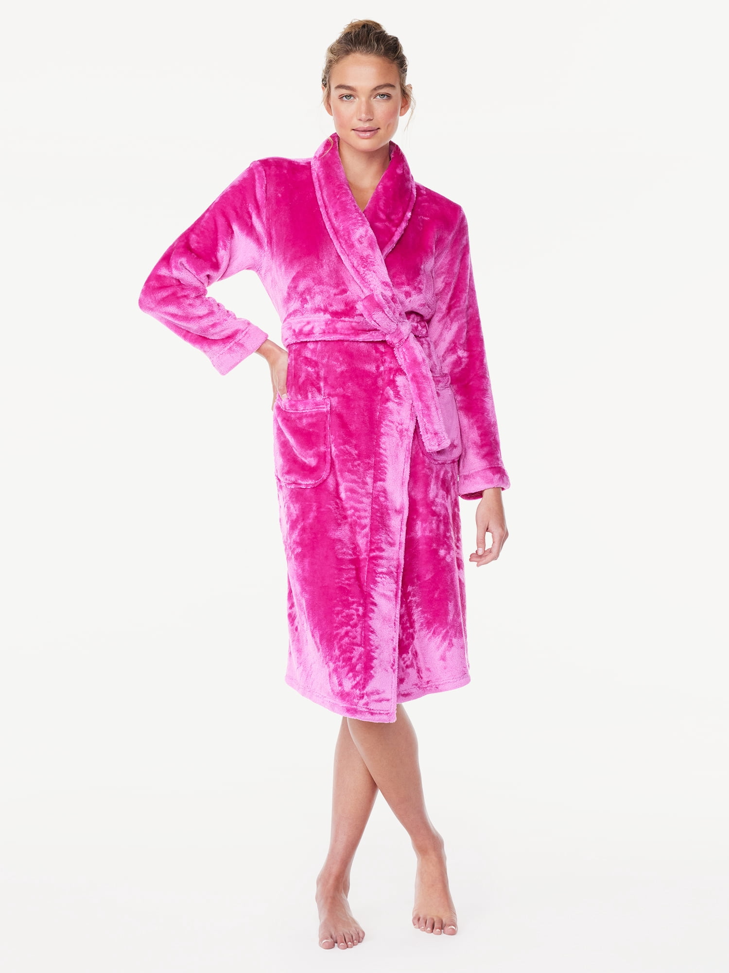 Joyspun Women's Plush Sleep Robe, Size S to 3X