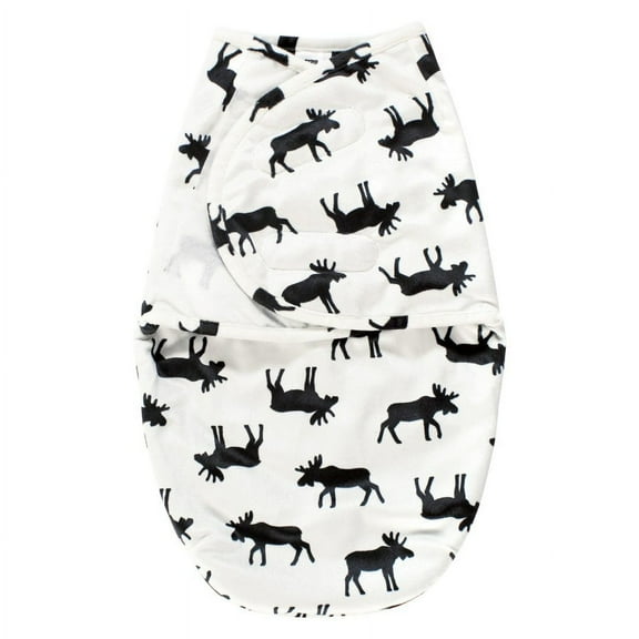Hudson Baby Infant Boy Plush Faux Fur Swaddle Wrap, Moose, 0-3 Months