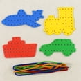 thumbnail image 3 of 4 unids/set formas de cordones de transporte, cordones para enhebrar, juguetes educativos para niños, bordado de hilo educativo, jueguetes de regalo DIY, 3 of 4