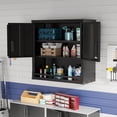thumbnail image 3 of Ktaxon Wall Mounted Metal Garage Storage Cabinet w/ Lock & Adjustable Shelf, Floating Steel Tool Organizer w/ Open Guardrail Shelf, 30 x 12 x 30, Black, 3 of 8