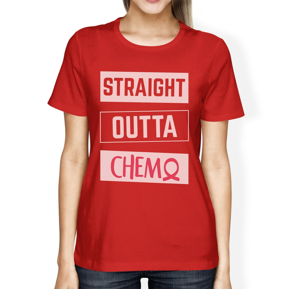 365 Printing - Straight Outta Chemo Womens Red Cancer Support Graphic T ...