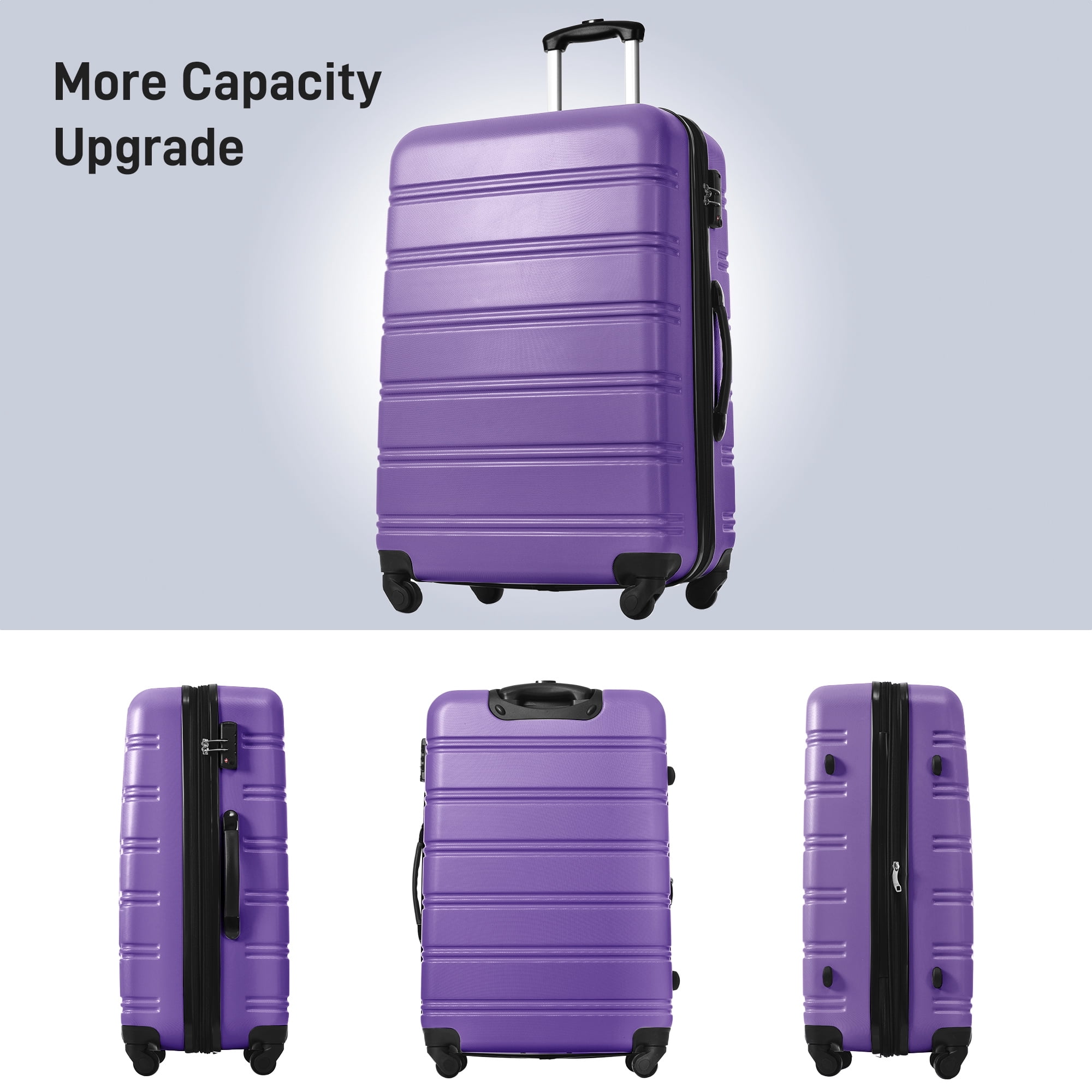 MAYEERTY 3-Piece Classic Hardshell Luggage Set with TSA Lock for Travel, 20"+24"+28"Expandable Spinner Suitcases