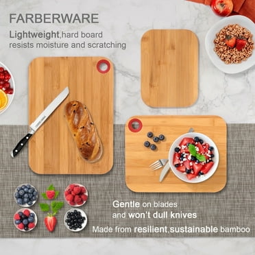 FungYuan 3-Piece Kitchen Cutting Board Set 13" x 9.5" Bamboo Wood Kitchen Chopping Board, Butcher Block