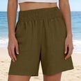 thumbnail image 5 of ClodeEU Women's Linen High Waist Elastic Waist Shorts, Casual Summer Short with Pockets for Vacation Coffee,Women's Plus S, 5 of 6