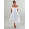 thumbnail image 4 of Women'S Off the Shoulder Cocktail Maxi Dress Sleeveless Casual A Line Elegant Flowy Formal Dresses White XXL, 4 of 7