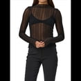 thumbnail image 2 of Camisetas de Larga Transparentes para Mujer, de Transparente, Ajustadas, con Ribete Festoneado, Blusas y Conjuntos Superiores Negro M, 2 of 8