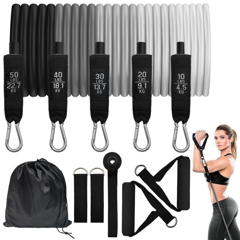 5 Levels Resistance Bands Workout Set with Handles, Door Anchor, Ankle Straps & Storage Bag, Multi Weight Exercise Tubes for Home Gym Training, Yoga, Pilates & Physical Therapy