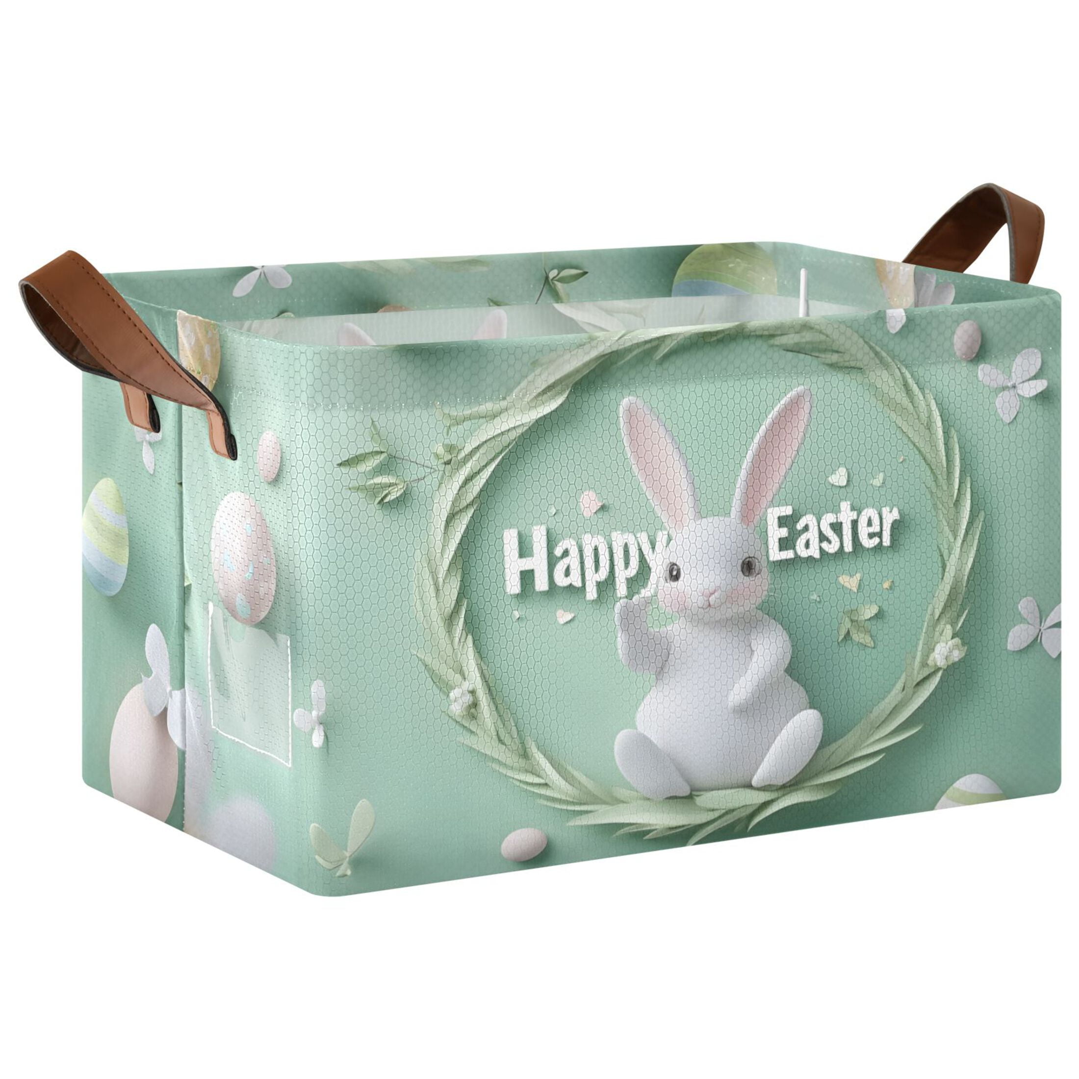 Ryvnso Bunny on Easter Storage Bins Large Basket Foldable Cube Toys Organizer with Handles 2 PCs