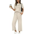 thumbnail image 4 of Two Piece Lounge Sets for Women Fall Outfits Short Sleeve Tops Wide Leg Pants Matching Sets Vacation Travel Outfits, 4 of 6
