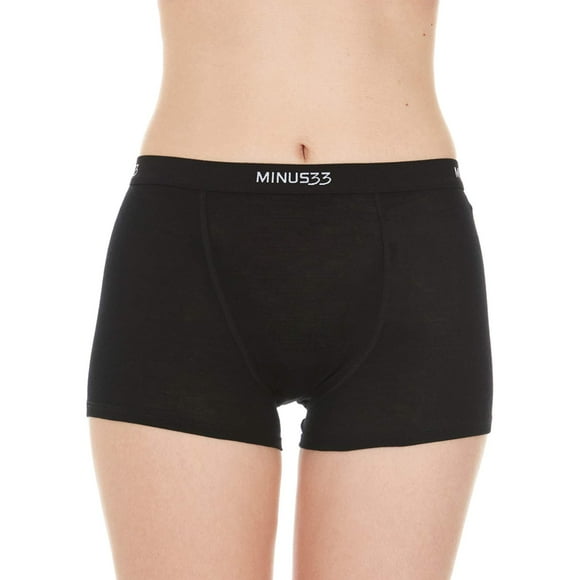 Merino Laine Culottes Garçonnes - sous-Vêtements pour Femmes pour la Randonnée - sous-Vêtements Anti-Frottement - Noir - Petit