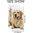 thumbnail image 3 of 2 Pcs Face Bath Towels Set Satisfied Golden Retriever Washcloths for Bathroom Hotel Kitchen 30x15in, 3 of 6
