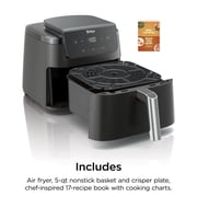 Ninja Air Fryer Pro XL 5-Qt, 3-in-1, 400°F Air Crisp Technology, Nonstick Crisper Plate, AF140 Black