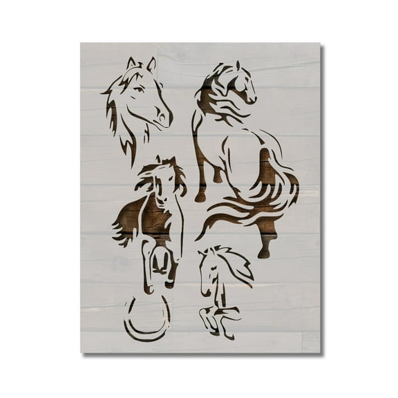 Horse Horses Mare Stud Stallion Equine Stencil Template Reusable 8.5 x 11 for Painting on Walls, Wood, Etc. By Stencilville