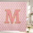 thumbnail image 2 of Manfei Kawaii Initial M Shower Curtain 72Wx78L,Pink Polka Dot Bath Curtain, 2 of 5