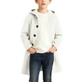 thumbnail image 5 of Xdegoge Boys Winter Wool Coat Hooded Long Overcoat Warm Outerwear for Kids Long Sleeve Fashion Jackets with Pockets, 5 of 7